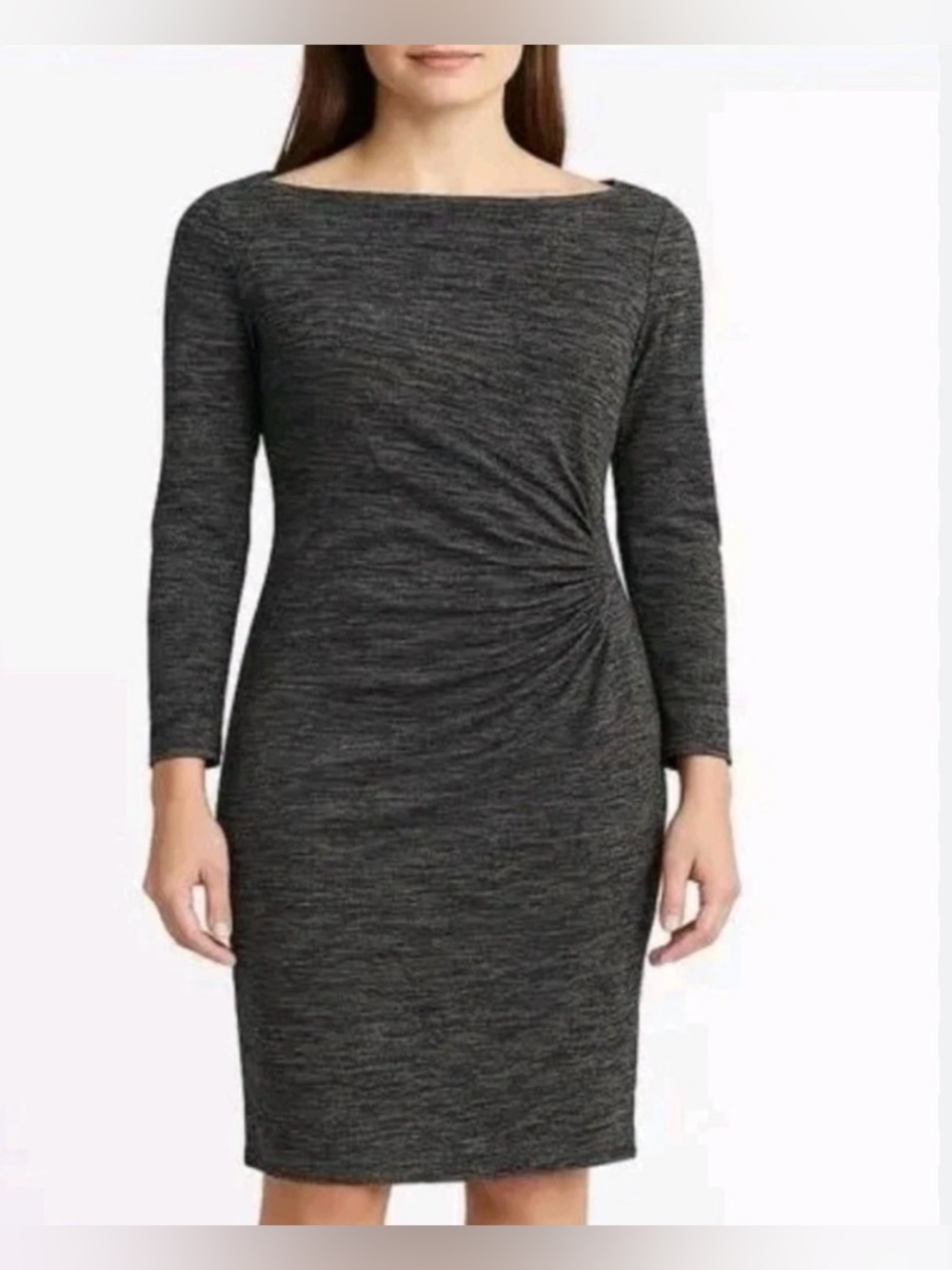 Ralph Lauren Charcoal Twist Sheath Long-Sleeve Dress